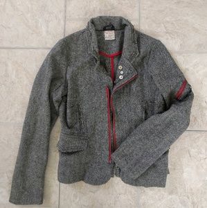 Free People Rough Hem Military Style Moto Jacket